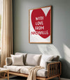With Love From Nashville Print: Trendy Red Preppy Wall Art (Digital Download)