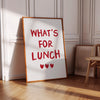 What's For Lunch Print Retro Kitchen Wall Art Red Modern Dining Room Print Aesthetic Minimalist Art Print Typography Print Trendy Wall Art