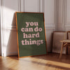 You Can Do Hard Things Prints Affirmation Wall Art Girly Printables Aesthetic Retro Wall Art Decor for Ladies Minimalist Typography Art