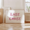 East Coast Wall Art Beach House Home Decor Wall Art Pink Heart Typography Poster Summer Coastal Aesthetic Prints Trendy Printable Horizontal