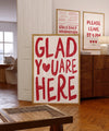 Glad You're Here Cute Apartment Decor, Printable Entryway Art Print, Great Gifts for Apartment Warming Housewarming Gifts, Hospitality Print