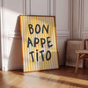 Bon Appetito Kitchen Print: Yellow & Black Typography Art, Kitchen Eat Sign (Digital Download)