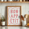 Bon Appetit Poster Printable Wall Art Eat Sign Typography Print,French Quote Poster Retro Kitchen Wall Art Minimalist Dining Room Wall Art