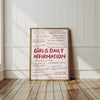 Girls affirmation poster Daily affirmations wall art Feminist poster Printable Wall Art Teen girl room decor Positive Quote Prints for Women