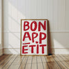 Bon Appetit Poster, Printable Wall Art Eat Sign, Typography Print, French Quote Poster, Modern Kitchen Wall Art, Maximalist Kitchen Print