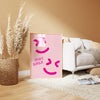 Just Smile Pink Smiley Face Print Girly Wall Art for Teens Trendy Aesthetic Room Decor Preppy Positive Quote Print Preppy Pink College Decor