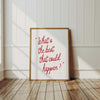 What's The Best That Could Happen Print Inspirational Poster Positive Affirmation Prints Motivational Quote Red Wall Art Typography Poster