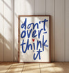 Don't Overthink It Quote Print, Blue Preppy Wall Art (Digital Download)