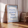 Please Remove Your Shoes Off Sign: Girly Minimalist Light Blue Entryway Art (Digital Download