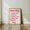 House Rules Print Cute Apartment Decor Housewarming Gifts Inspirational Wall Art Motivational Prints Positive Quote Print Mindfulness Poster