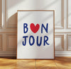 Bonjour Wall Art Print French Word Poster City Travel Art Prints Bonjour Prints Aesthetic Wall Art Modern Home Decor French Heart Prints