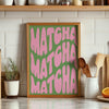 Groovy Matcha Prints, Pink Green Kitchen Wall Art, Retro Matcha Gifts for Matcha Lovers, Coffee Wall Decor, Quirky Japandi Wall Art