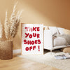 Take your shoes off sign Printable wall art Fun playful Remove shoes Signs For mudroom entranceway real estate Minimal Retro red wall art