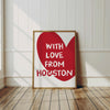 Houston Texas Art Print: Red Girly Minimalist Home Decor, Houston Gifts (Digital Download)