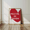 Meet me in Boston Wall Art Trendy Home Decor Retro Boston Print Minimalist Boston Art Boston Poster Printable Wall Art Red Heart Wall Art