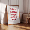 Please remove your shoes sign Printable wall art Shoes Off Signs For mudroom, entranceway, real estate Minimal Retro red wall art for women
