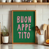 Buon Appetito Wall Art Bon Appetit Poster Printable Eat Sign Typography Print Modern Kitchen Wall Art Maximalist Kitchen Green Pink Wall Art