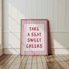 Take A Seat Sweet Cheeks Funny Bathroom Wall Art Coquette Wall Art Girly Printable Aesthetic Playful Signs Toilet Wall Art Decor for Ladies