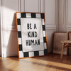 Retro Groovy Wall Art Printable, Be a Kind Human Print, Black White Poster, Be Kind Wall Decor, Inspirational Prints, Positive Quote Art