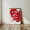 FL Miami Beach Poster: 80s Minimalist Red Girly Wall Art, Heart Typography (Digital Download)