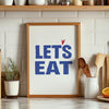 Let's Eat Sign Kitchen Typography Print Modern Kitchen Wall Art Printable Aesthetic Kitchen Decor Kitchen Wall Art Light Blue Kitchen Poster