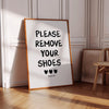Please Remove Your Shoes Off Sign: Black White Minimalist Retro Entryway Art (Digital Download)