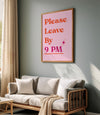 Please Leave By 9 Cute Apartment Decor Printable Entryway Art Print, Great Gift for Apartment Warming Housewarming Gifts Pink Girly Wall Art