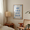 Hot Girls Stay Salty Print, Coquette Bow Blue Wall Art, Preppy Room Decor, Funny Dorm Poster, Trendy Girly Apartment Decor, Digital Download