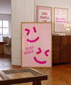 Just Smile Pink Smiley Face Print Girly Wall Art for Teens Trendy Aesthetic Room Decor Preppy Positive Quote Print Preppy Pink College Decor