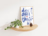 Don't Overthink It Quote Print, Blue Preppy Wall Art (Digital Download)