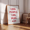 Cool People Live Here Wall Art Typography Prints Art Printable Fun Quote Print Aesthetic Posters for Girls Bedroom Heart Living Room Decor