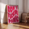 Don't fucking panic print Funny wall art Aesthetic printable wall art Funny gifts for friends Introverts gift Red Pink art Girly room decor