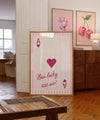 Ace of Hearts Poster: Retro Light Pink Playing Card Print, Coquette Preppy Wall Art