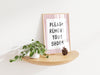 Please Remove Your Shoes Sign: Minimalist Pink Entryway Art (Digital Download
