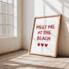 Meet me at the beach House Decor Beach Wall Art Coastal Wall Art Printable Wall Art Surfing Poster Surf Decor Preppy Room Decor Red Wall Art