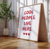 Cool People Live Here Wall Art Typography Prints Art Printable Fun Quote Print Aesthetic Posters for Girls Bedroom Heart Living Room Decor