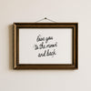 Love You To The Moon Print: Minimalist Typography Art, Gifts for Couples, Horizontal (Digital Download)