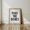 F*ck the dishes Poster Trendy Aesthetic Funky Kitchen Wall Art Minimal Retro Funny Kitchen Poster Funny Dining Room Decor Typography Prints