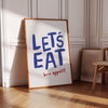 Lets eat Sign Bon Appetit Poster Printable Art Typography Print French Quote Poster Modern Kitchen Wall Art Maximalist Kitchen Blue Print