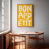 Bon Appetit Print: Yellow Kitchen Wall Art, French Quote Typography Kitchen Poster (Digital Download)