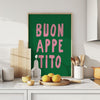 Buon Appetito Wall Art Bon Appetit Poster Printable Eat Sign Typography Print Modern Kitchen Wall Art Maximalist Kitchen Green Pink Wall Art