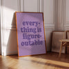 Everything is Figureoutable Inspirational Print: Motivational Trendy Purple Office Decor (Digital Download)