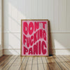 Don't fucking panic print Funny wall art Aesthetic printable wall art Funny gifts for friends Introverts gift Red Pink art Girly room decor