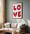 Love Wall Art Print Trendy Retro Love Poster Cute Valentines Day Wall Art Printable Red Heart Romantic Wall Art  for Girls Smile Wall Art