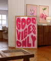 Good Vibes Only Wall Art, Good Vibes Only Poster, 70s Retro Art, Positive Typographic Wall Art, Good Vibes Only Sign Printable Wall Decor