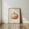 Farmhouse Pumpkin Watercolor Wall Art Print, Vintage Autumn Decor (Digital Download)