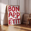 Bon Appetit Poster, Printable Wall Art Eat Sign, Typography Print, French Quote Poster, Modern Kitchen Wall Art, Maximalist Kitchen Print