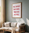 The things that make you rich are free Quote Posters Preppy Trendy Aesthetic room decor Printable wall art Red decor Uplifting quote prints