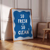 So Fresh So Clean Retro Bathroom Art: Blue Wall Art, Laundry Room Decor, Toilet Signs (Digital Download)
