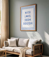 With Love From Boston Print: Minimalist Light Blue Wall Art, Boston Poster (Digital Download)